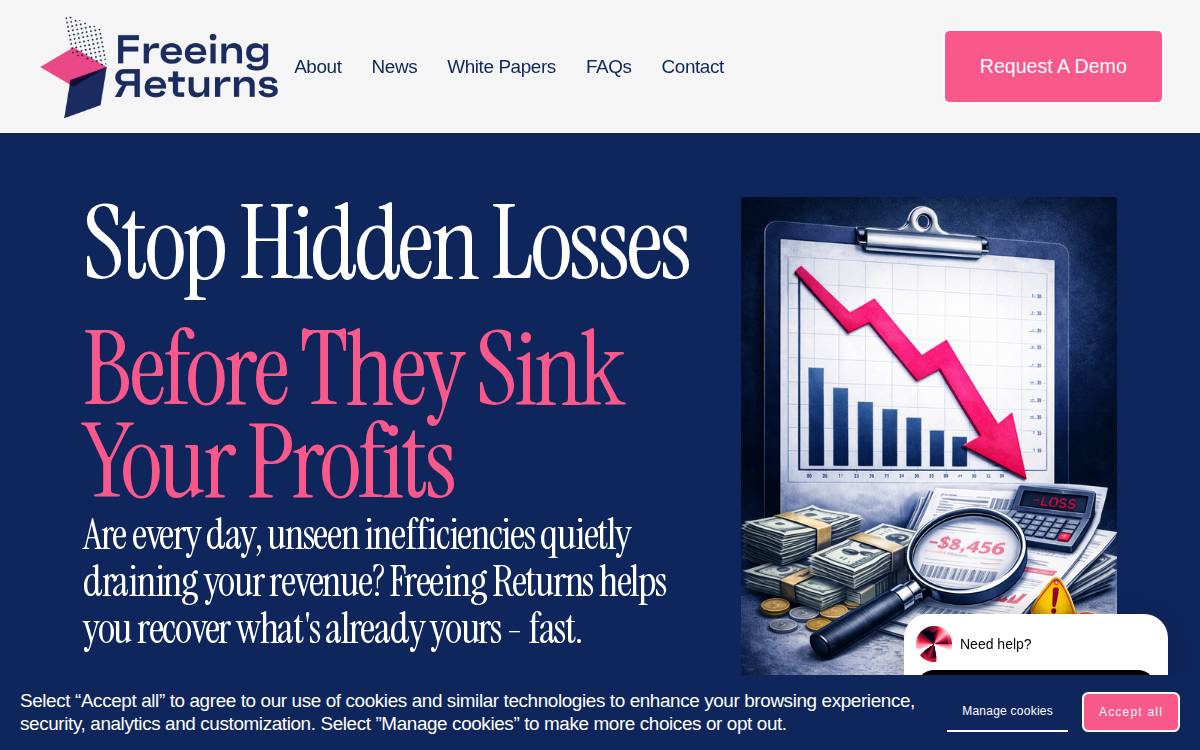 Freeing Returns website preview