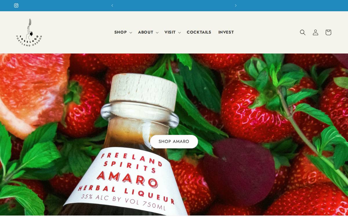 Freeland Spirits website preview