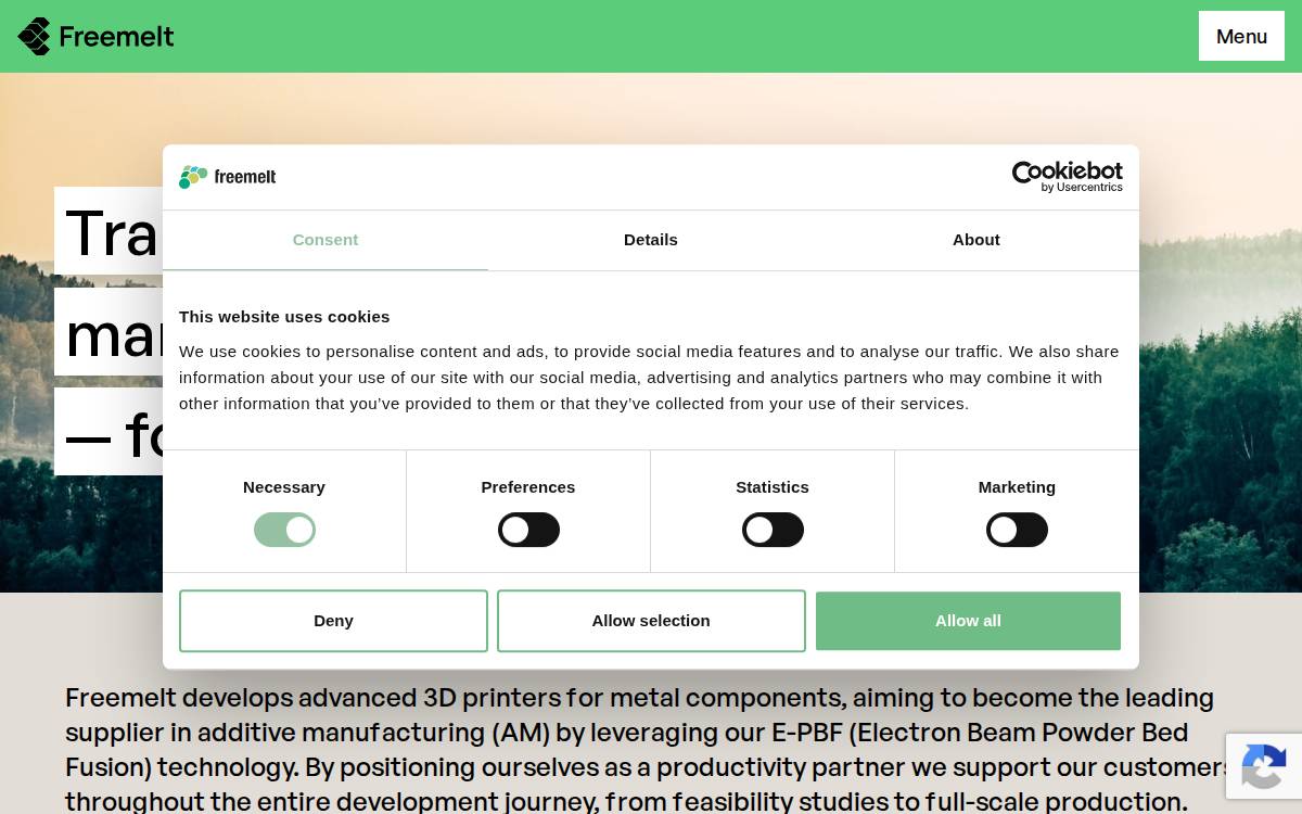 Freemelt website preview
