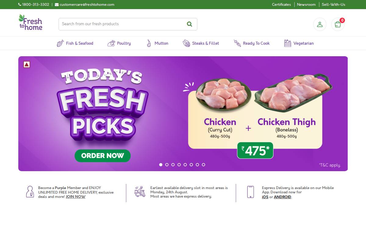 Fresh To Home food website preview