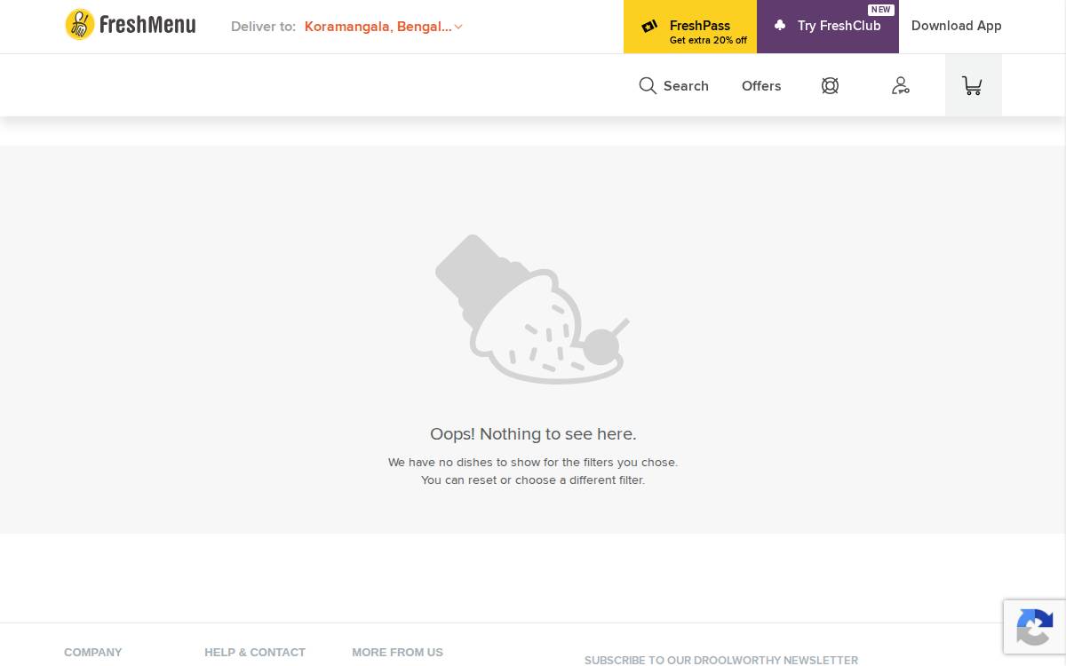 Freshmenu website preview