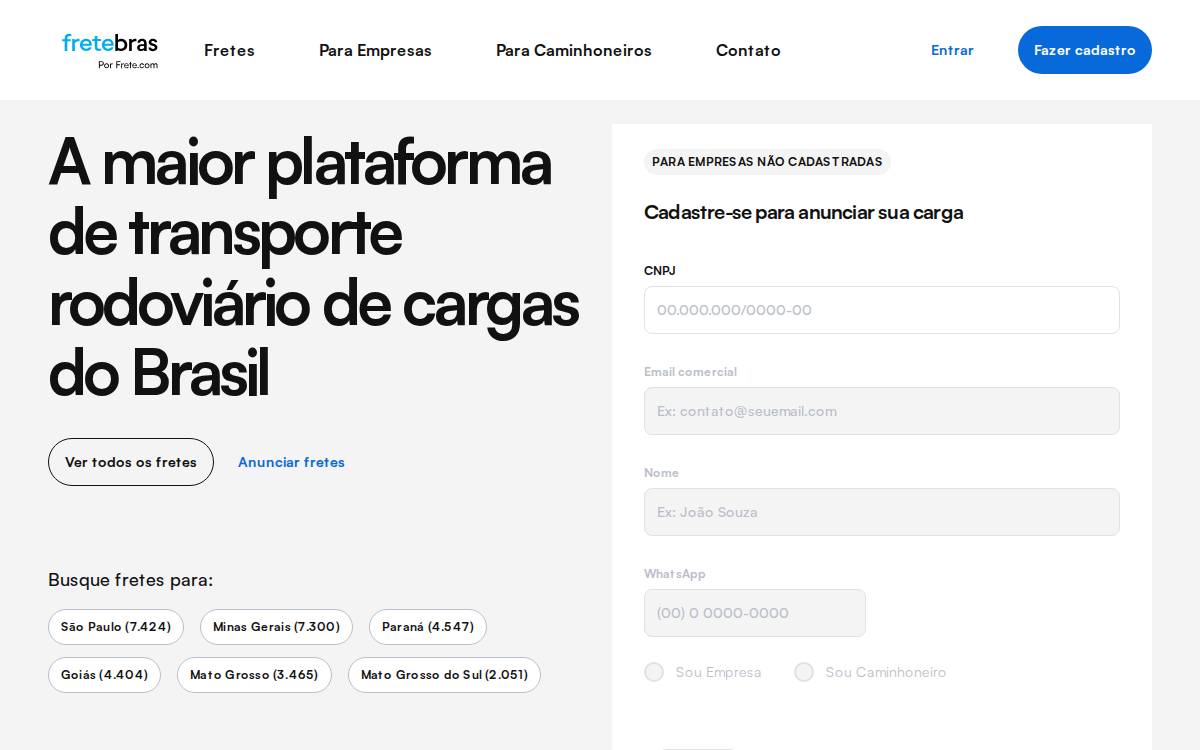 Frete website preview