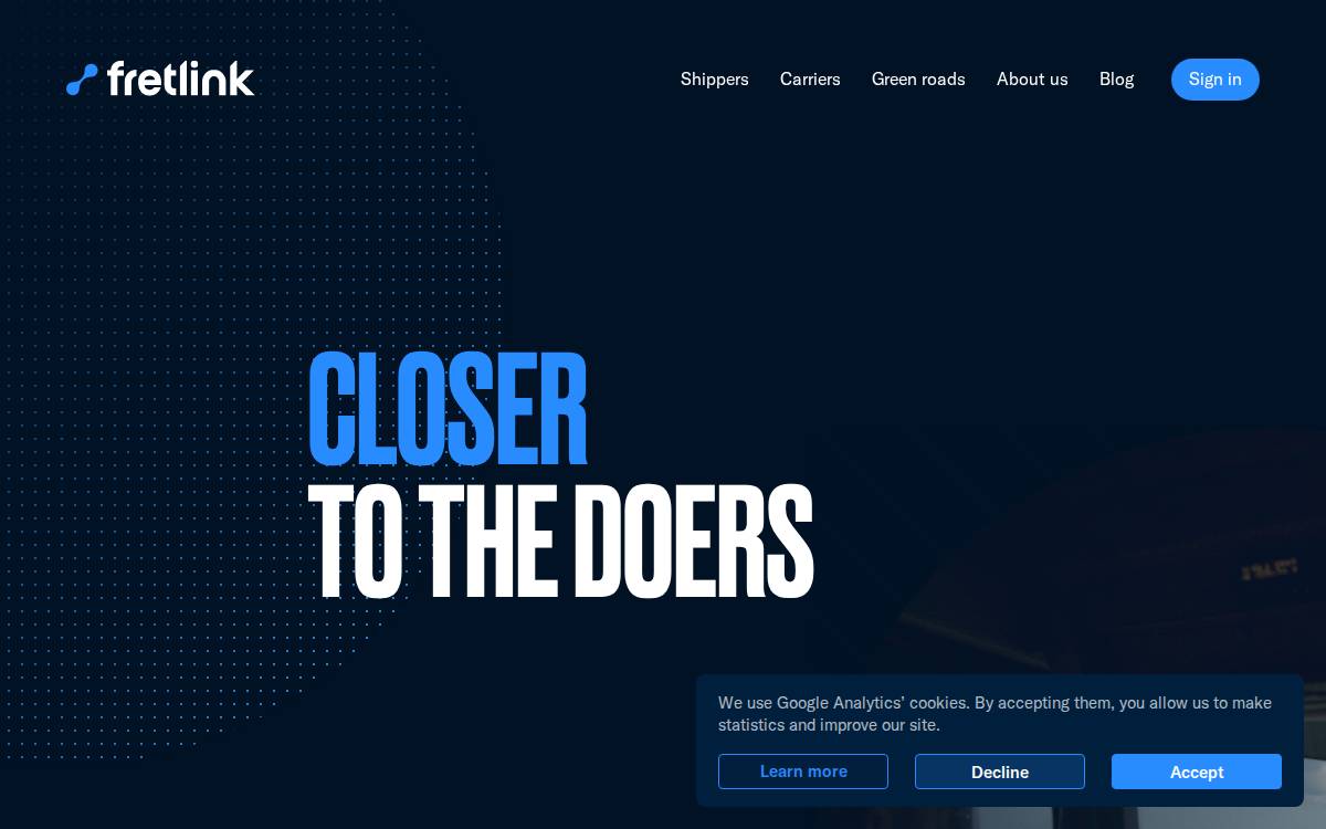 Fretlink Freight marketplace website preview