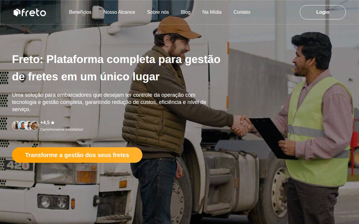 Freto Freight forwarding platform website preview