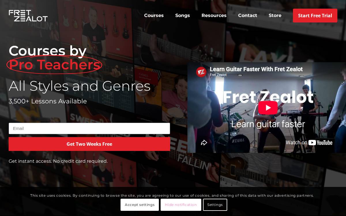 Fretzealot website preview
