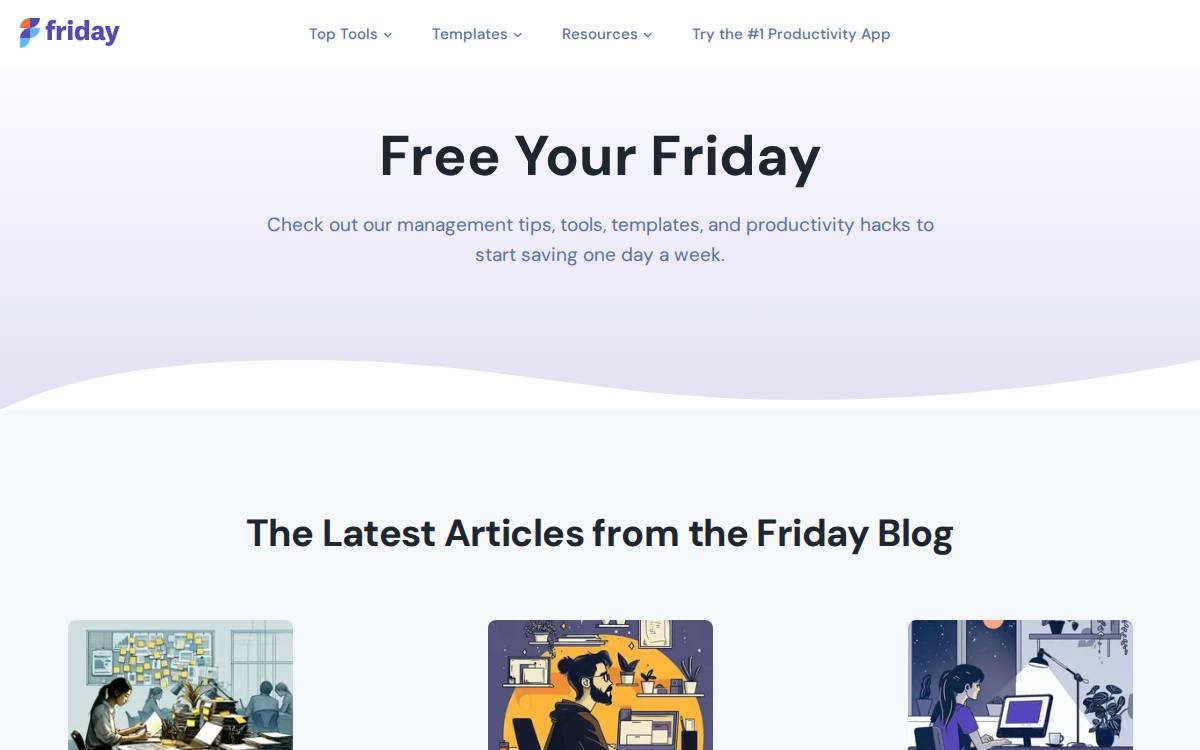 Friday app website preview