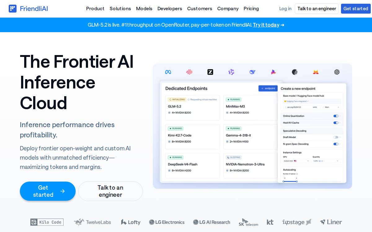 Friendli website preview