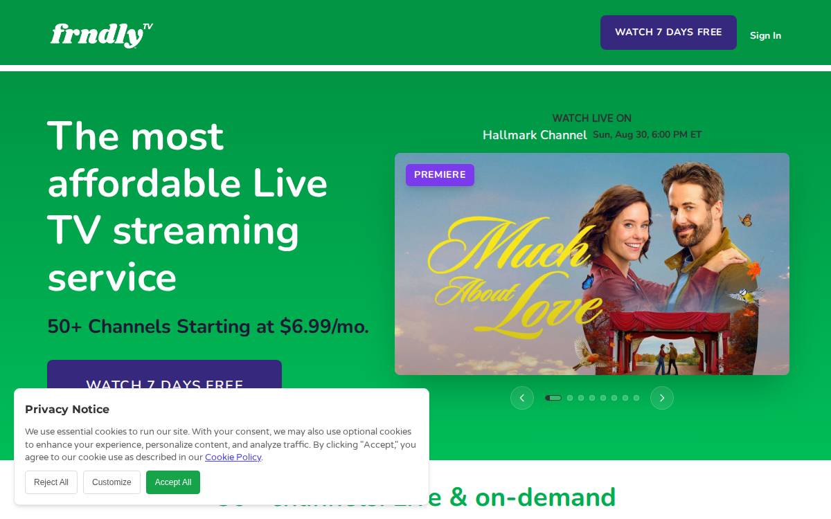 Frndly TV website preview