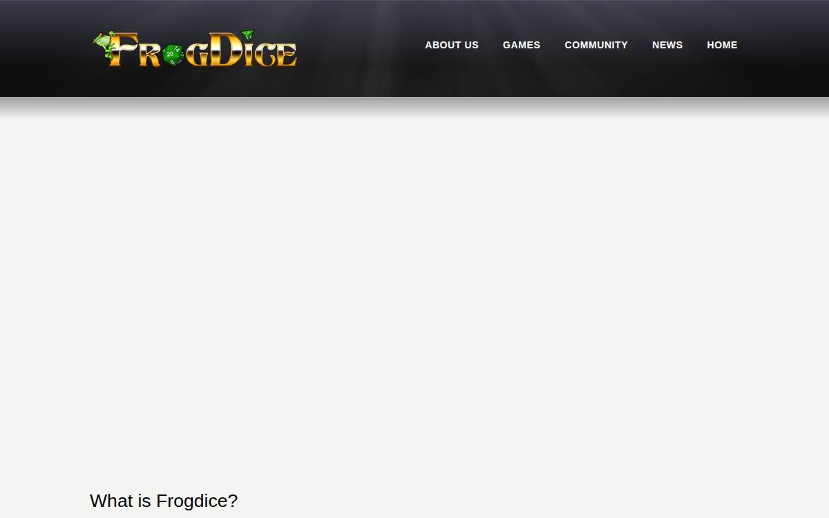 Frogdice website preview