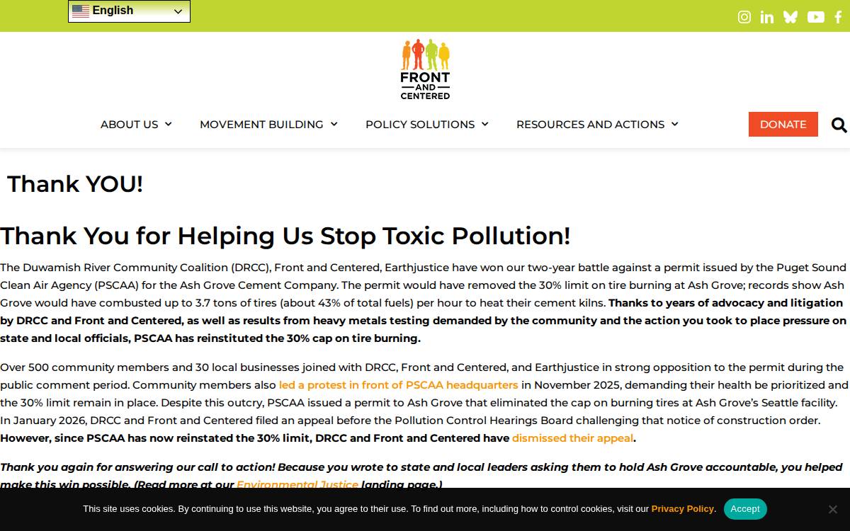 Front and Centered website preview