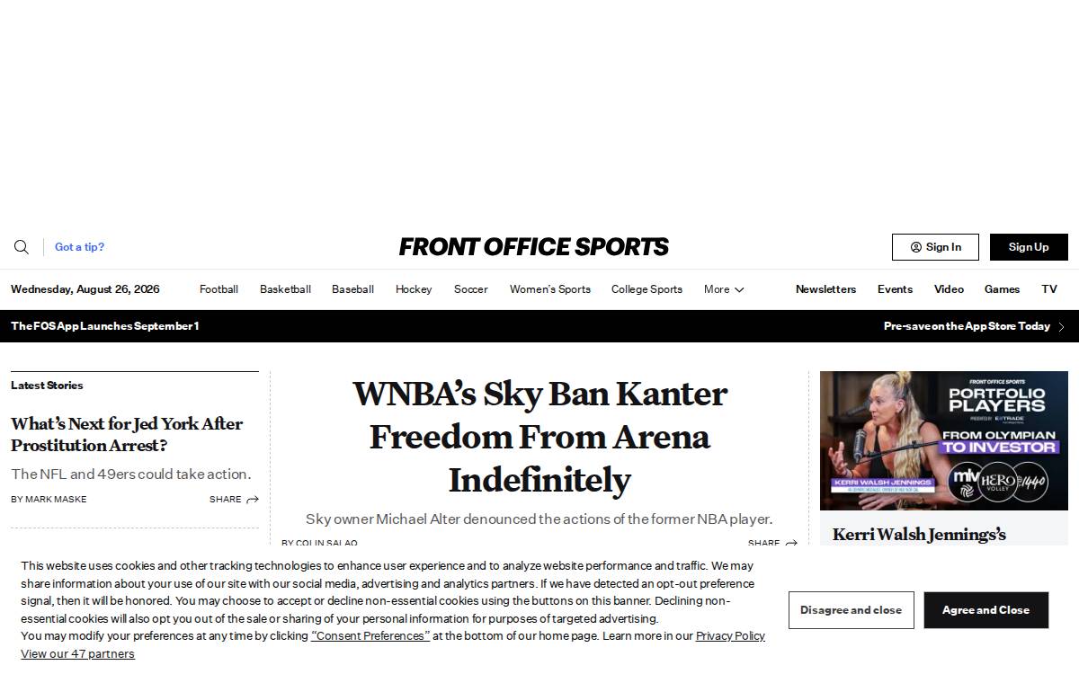 Front Office Sports website preview