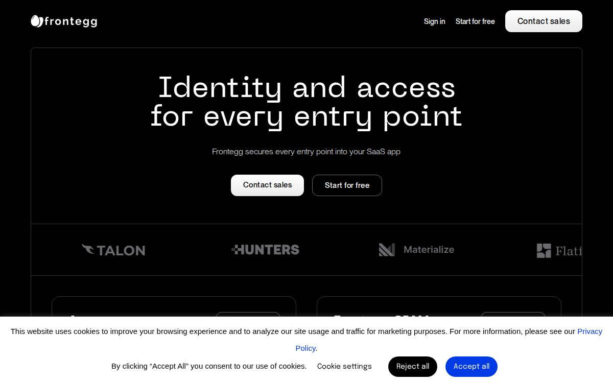 Frontegg website preview