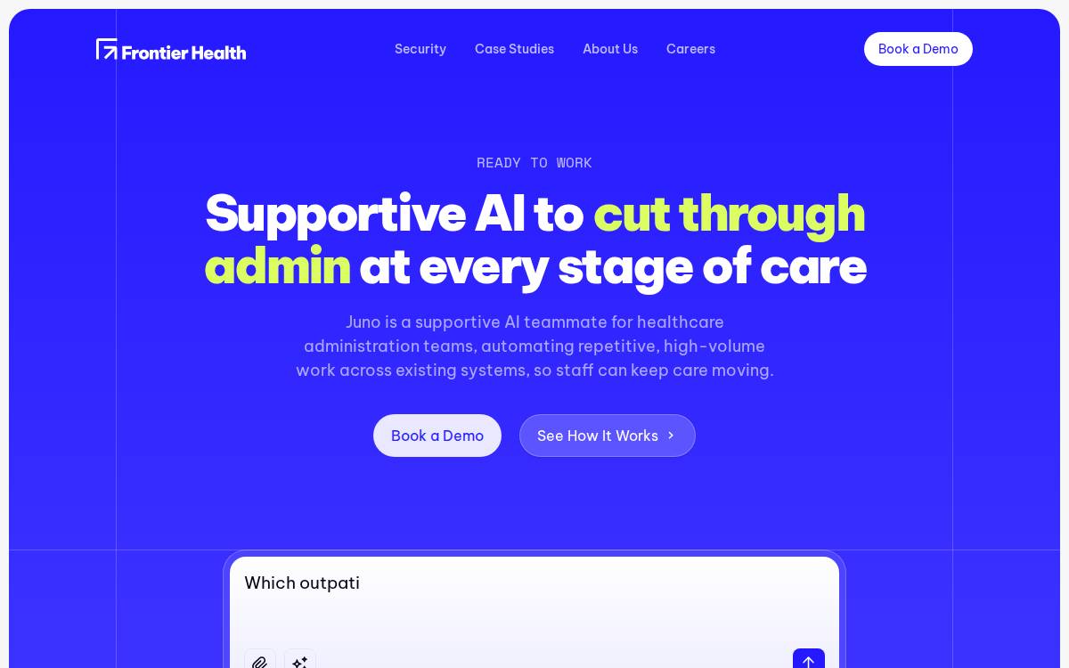 Frontier Health website preview