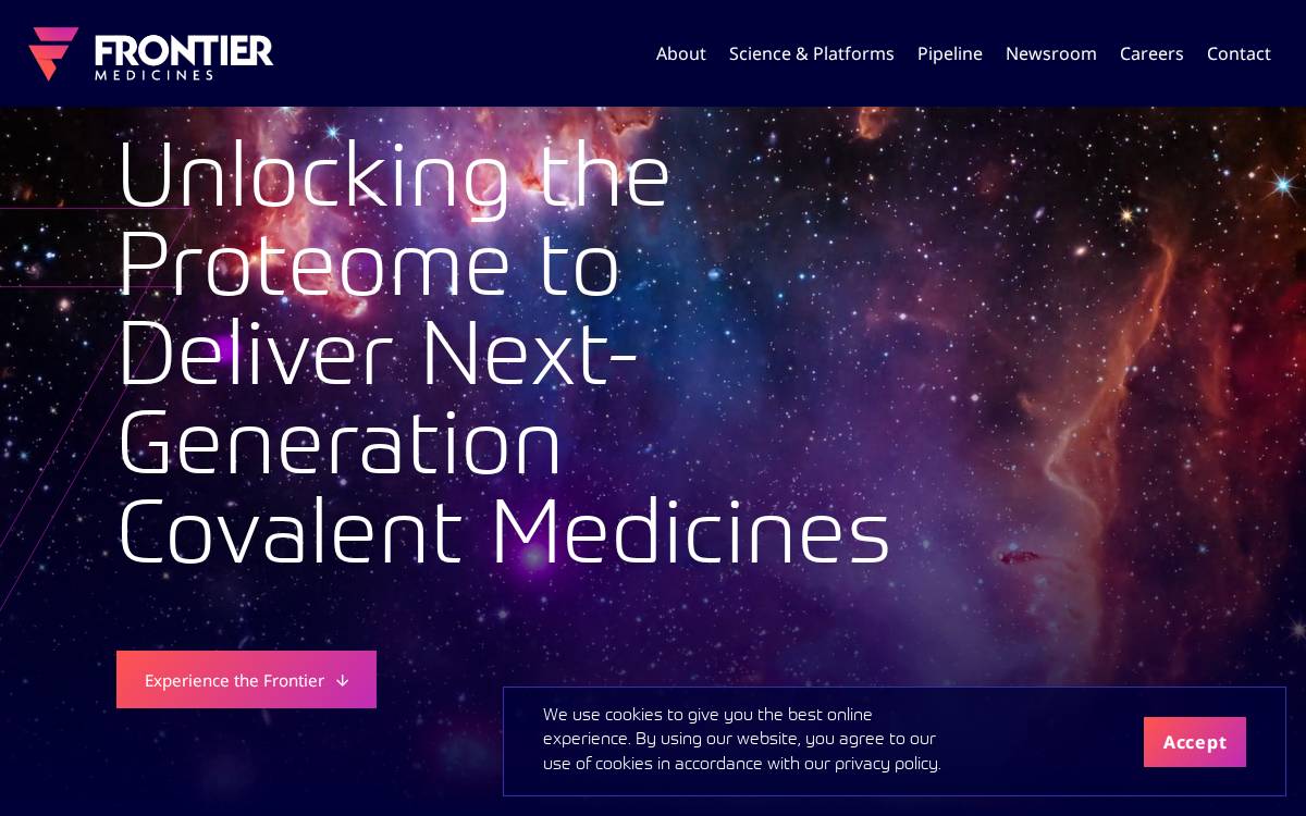 Frontier Medicines website preview