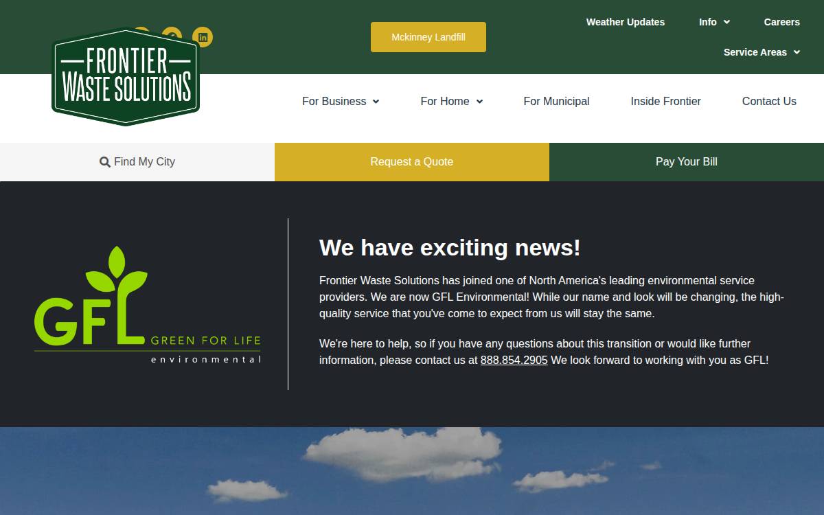 Frontier Waste Solutions website preview