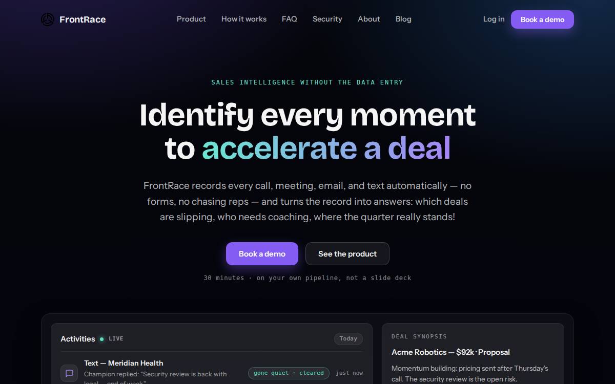 FrontRace website preview