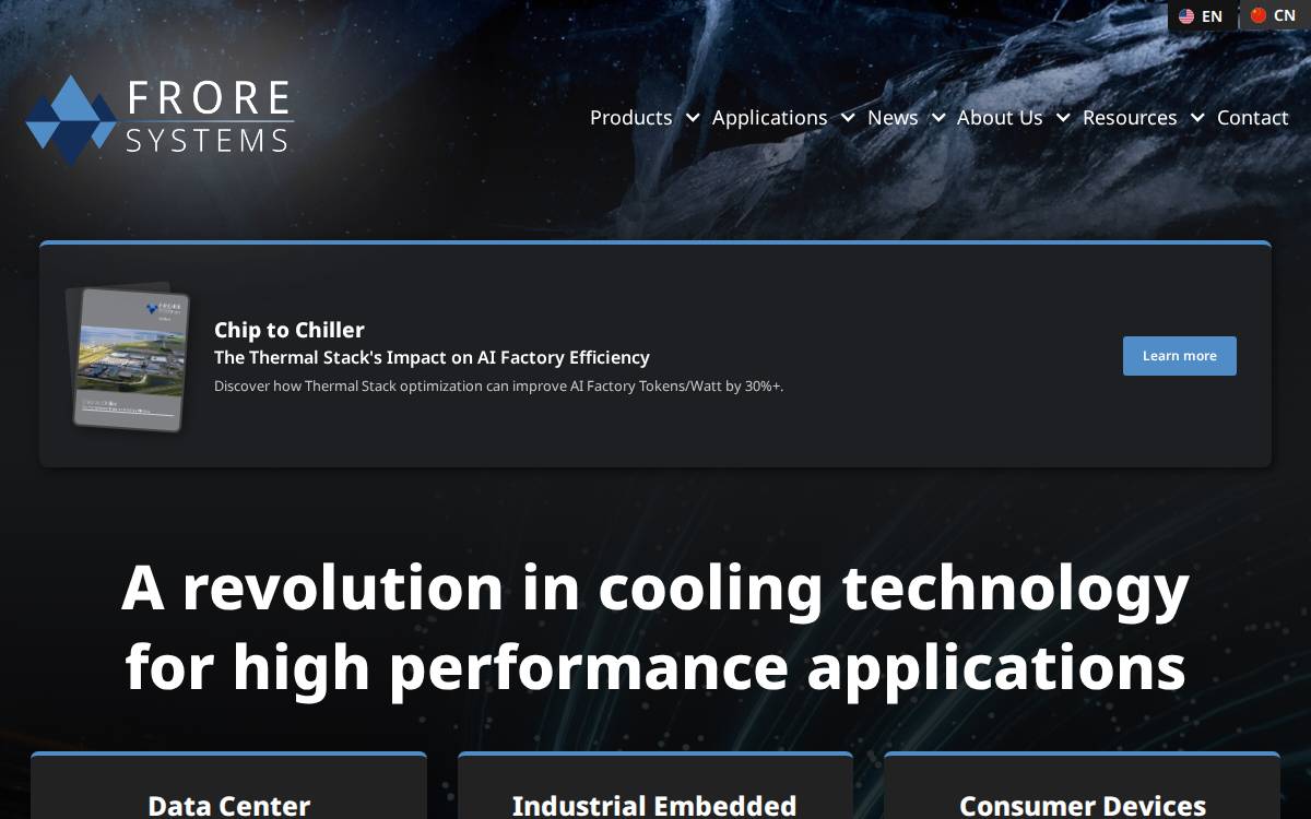 Frore Systems website preview