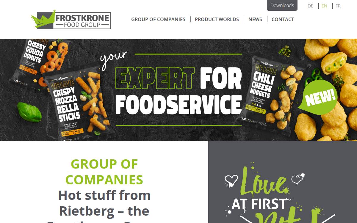 Frostkrone Food Group website preview
