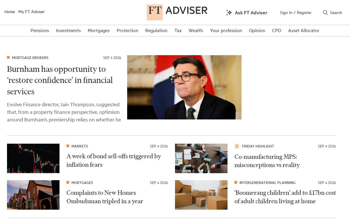 Ftadviser website preview