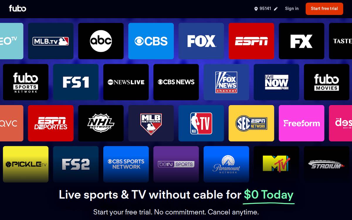 FuboTV website preview