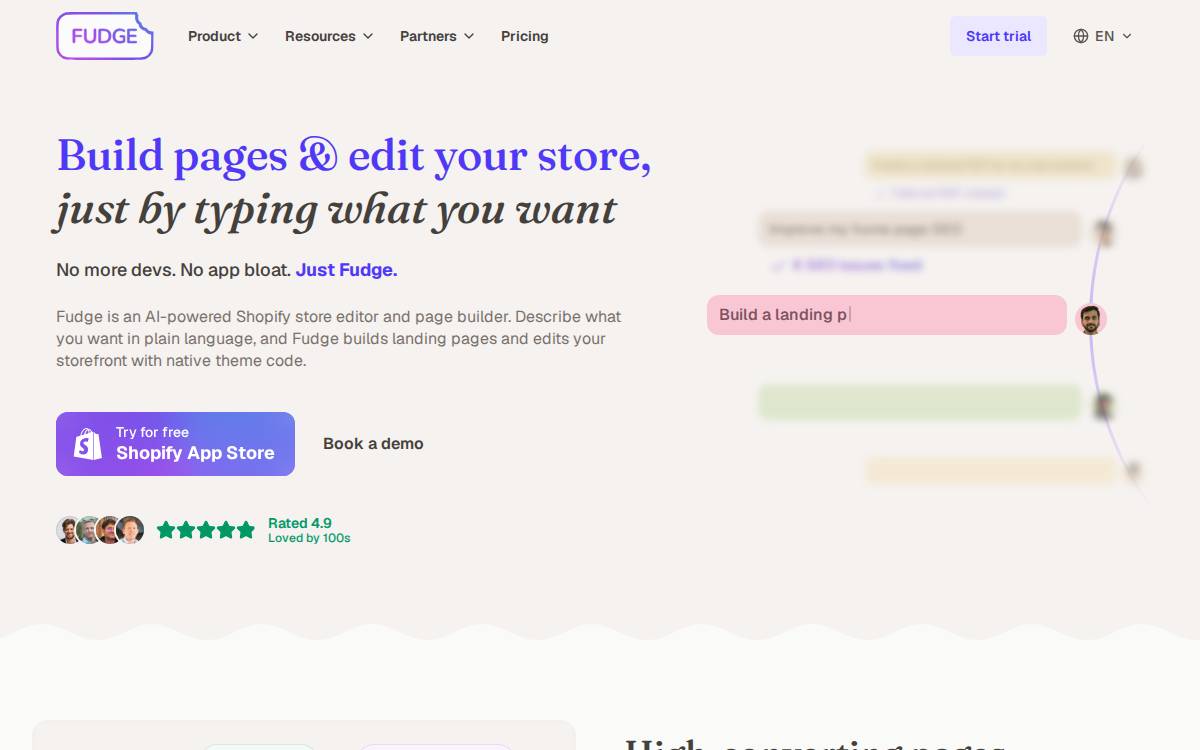 Fudge website preview