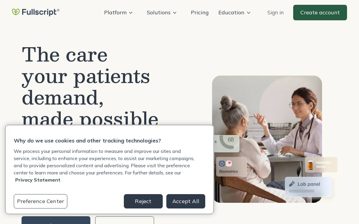 Fullscript website preview