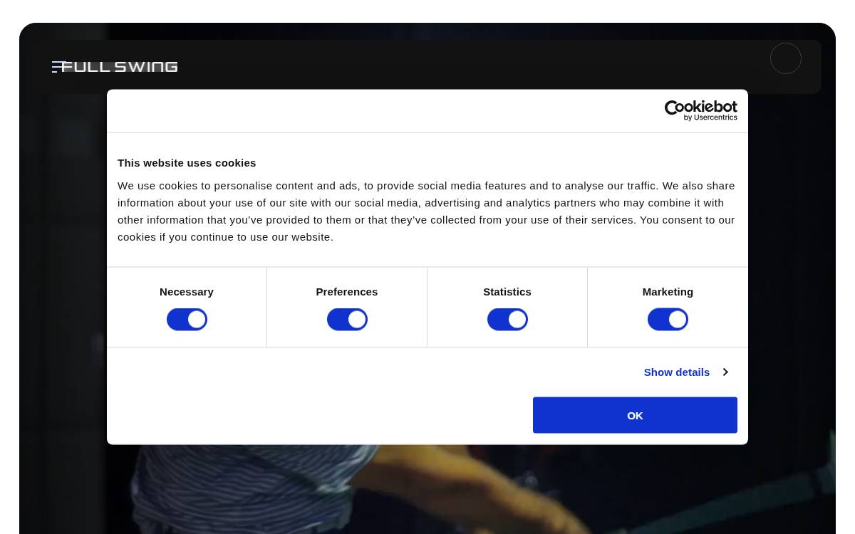 Full Swing Golf website preview