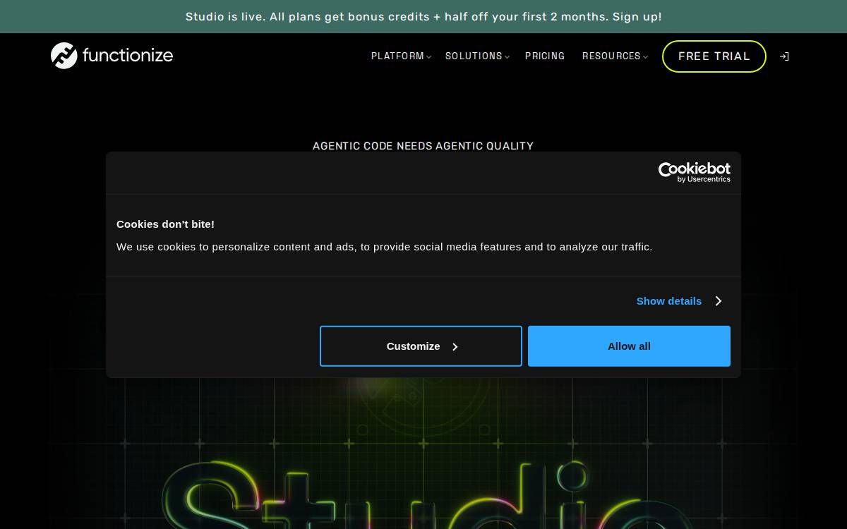 Functionize website preview