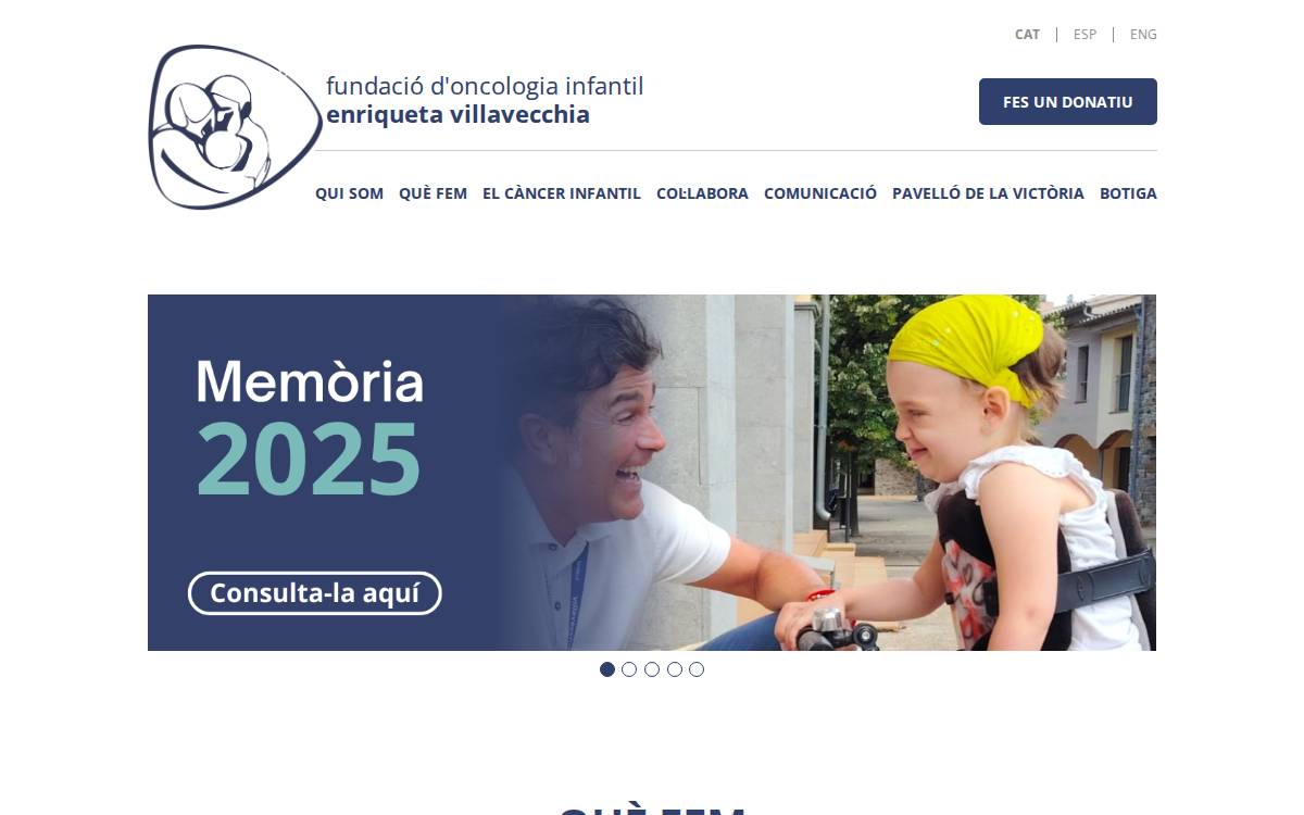 Fundació d’Oncologia Infantil Enriqueta Villavecchia website preview