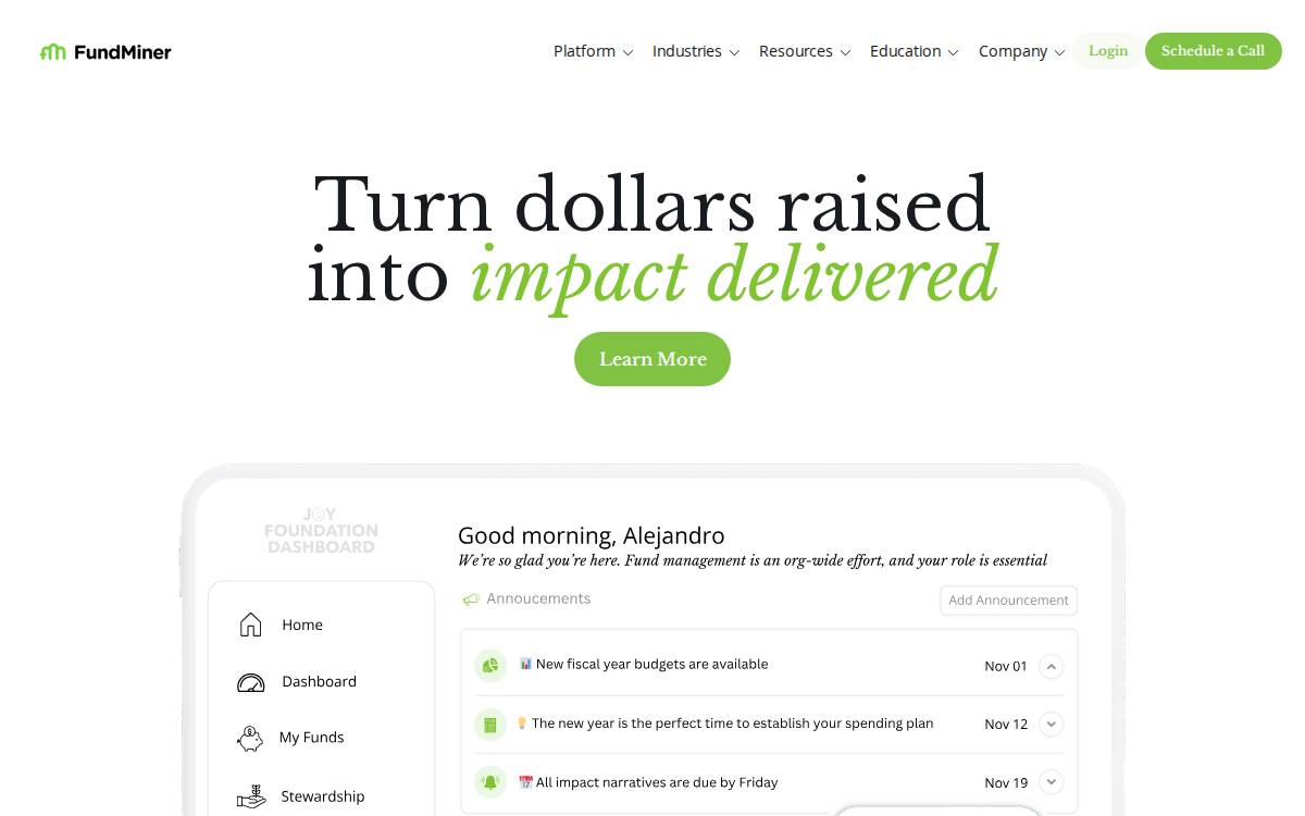 FundMiner website preview