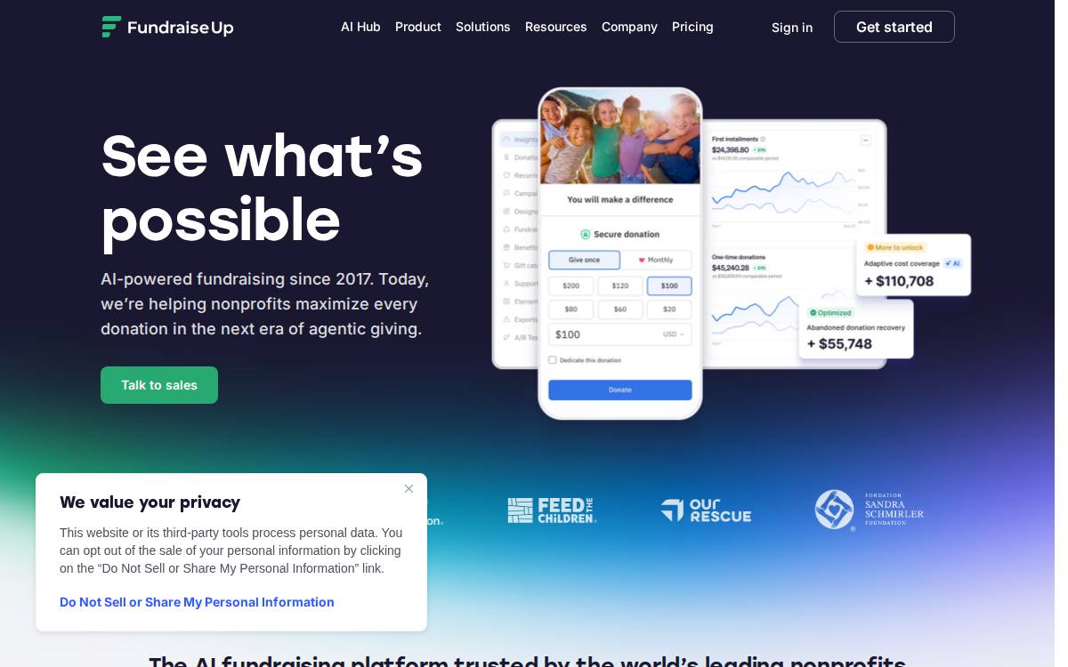 Fundraise Up website preview