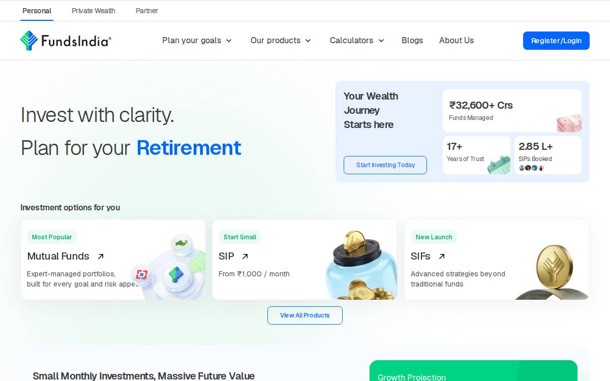 FundsIndia website preview