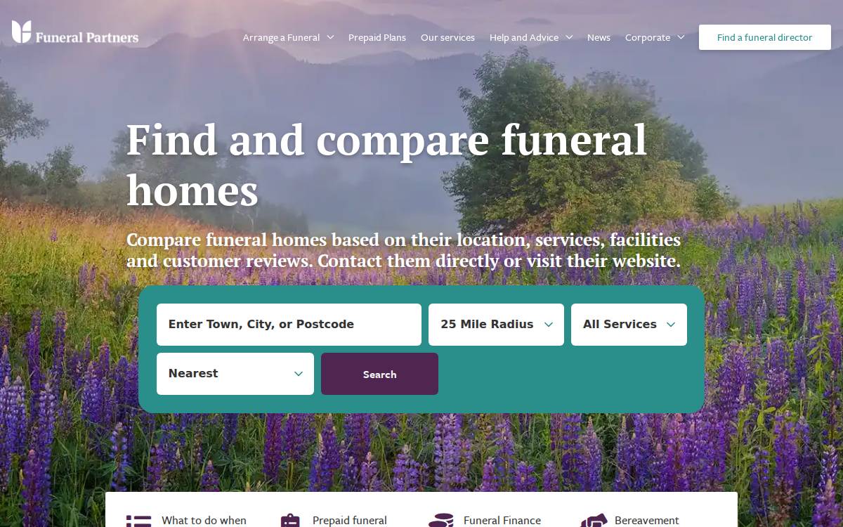 Funeral Partners website preview