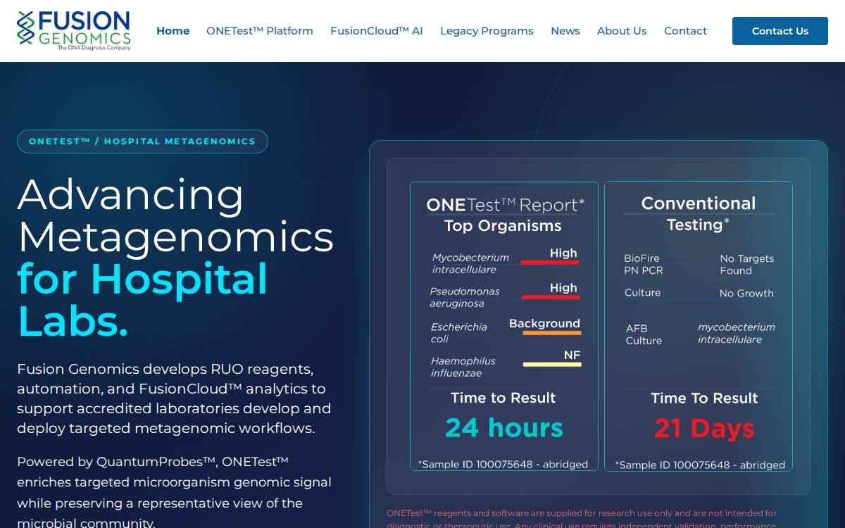 Fusion Genomics Inc. website preview