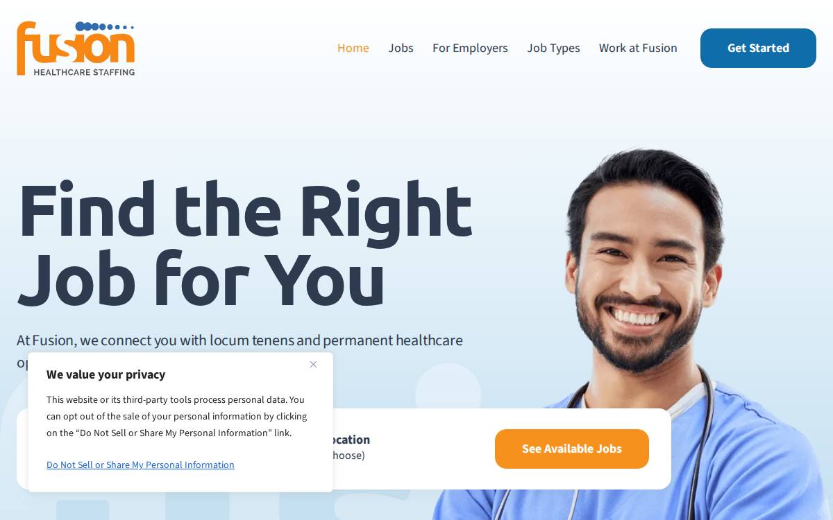 Fusion Healthcare Staffing website preview