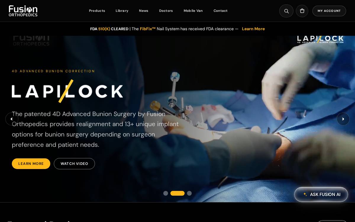 Fusion Orthopedics website preview
