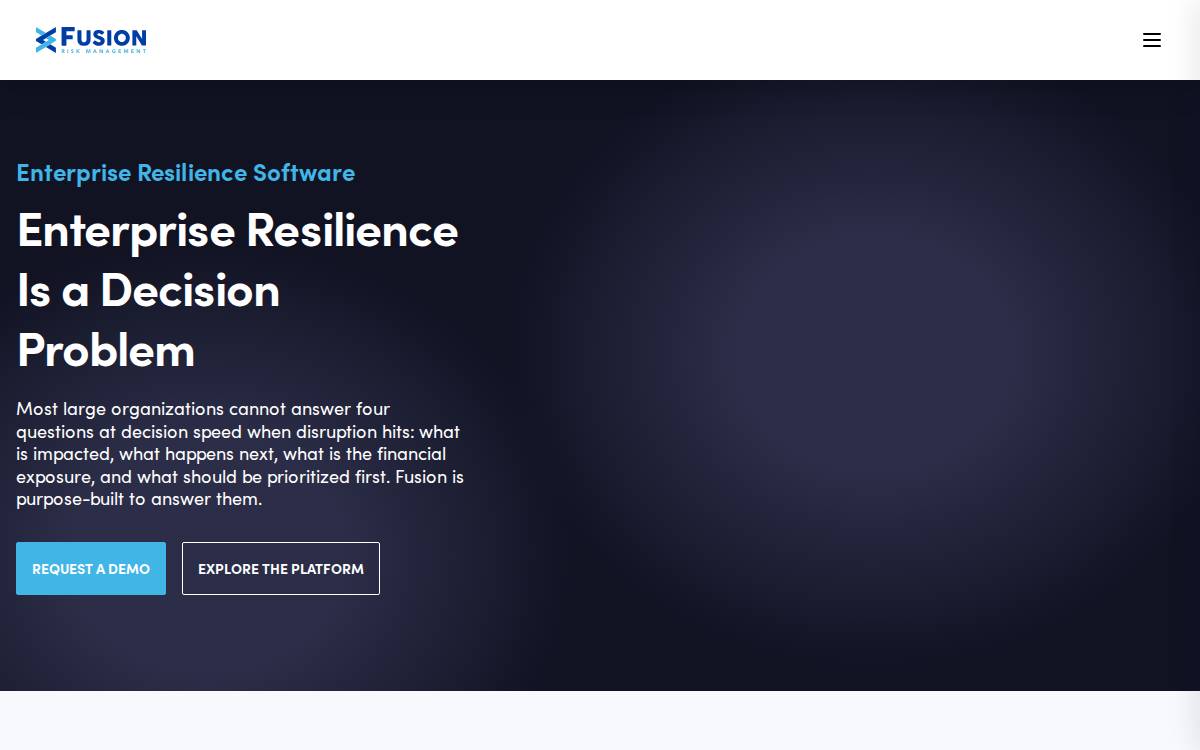 Fusion Risk Management website preview