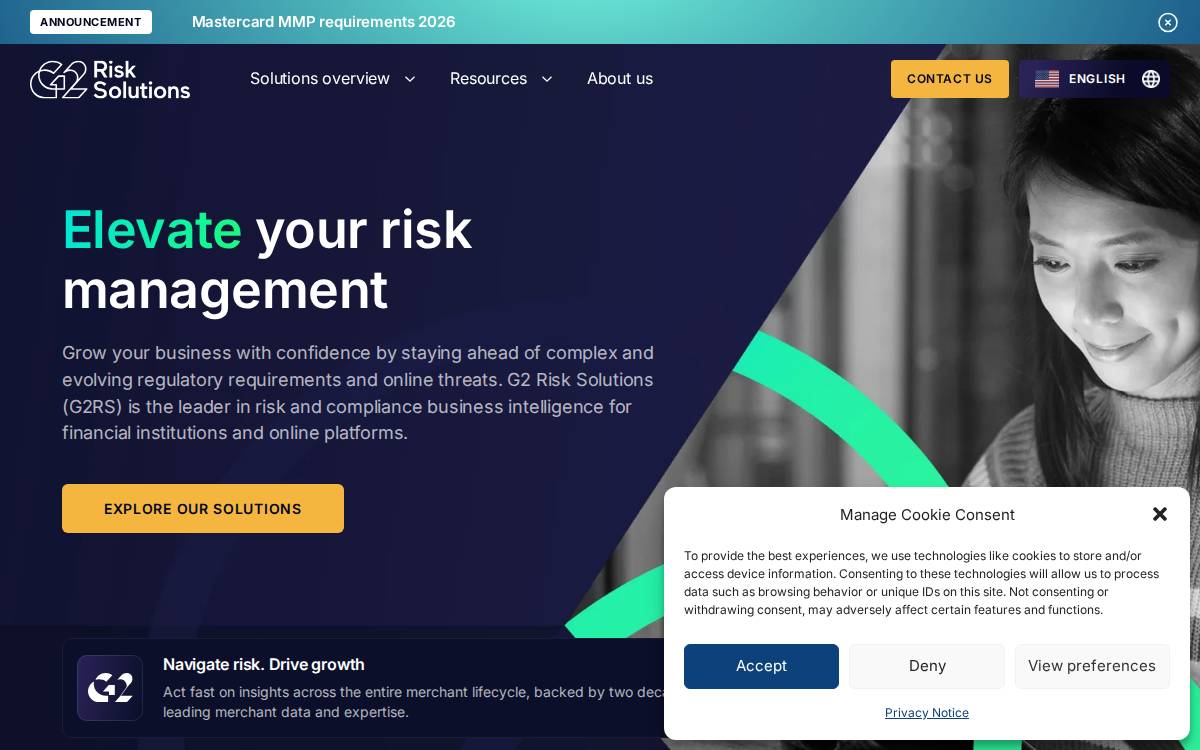 G2 Risk Solutions website preview