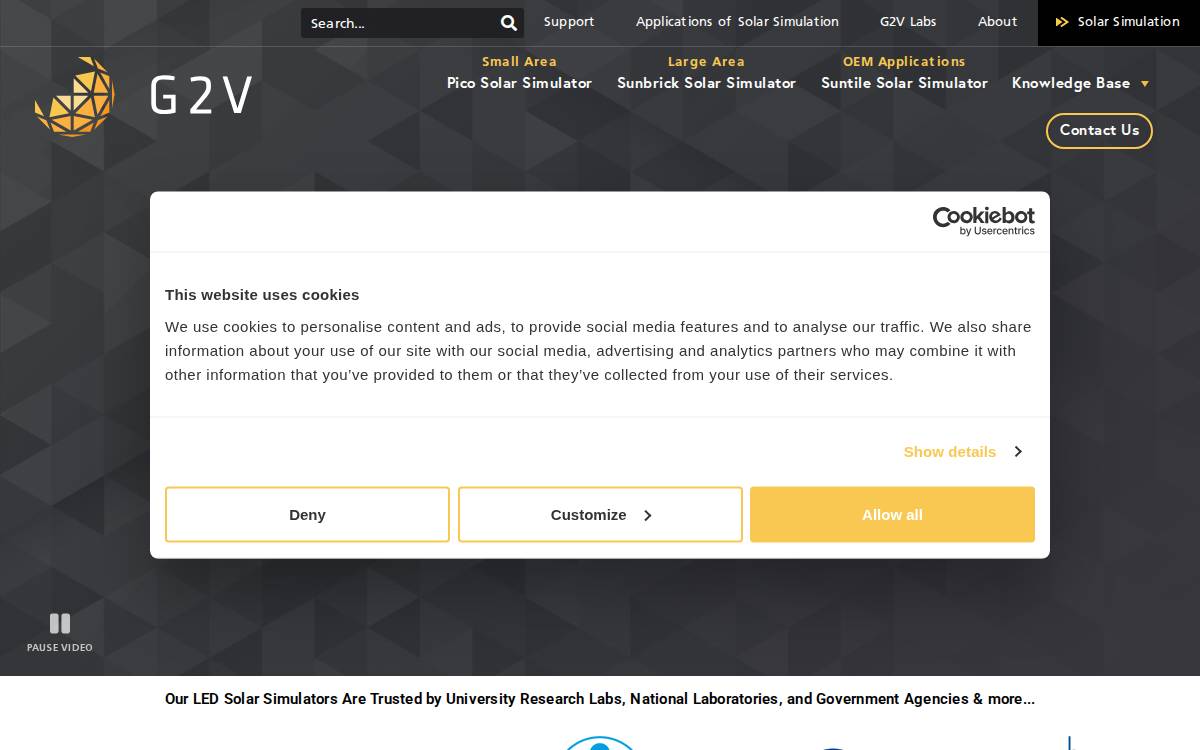 G2V Optics website preview