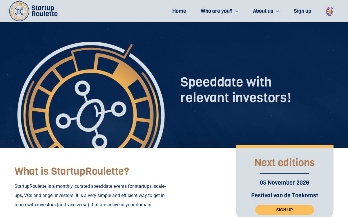 Ga naar StartupRoulette website preview