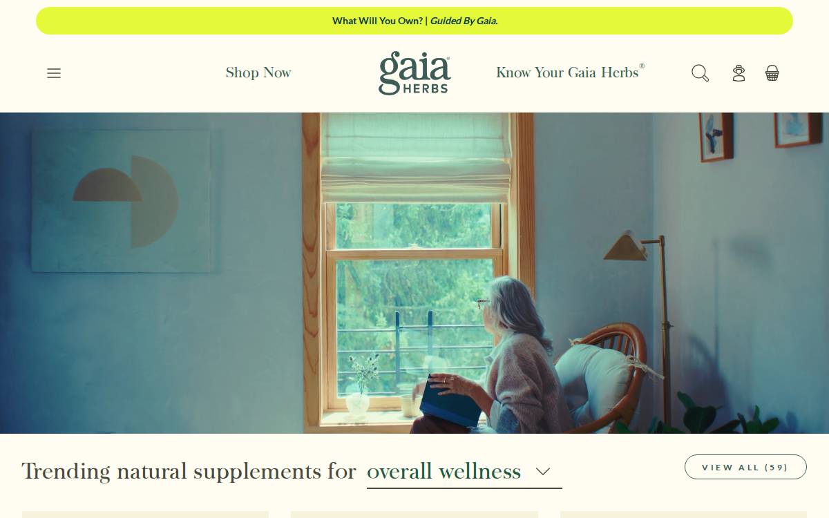 Gaia Herbs website preview