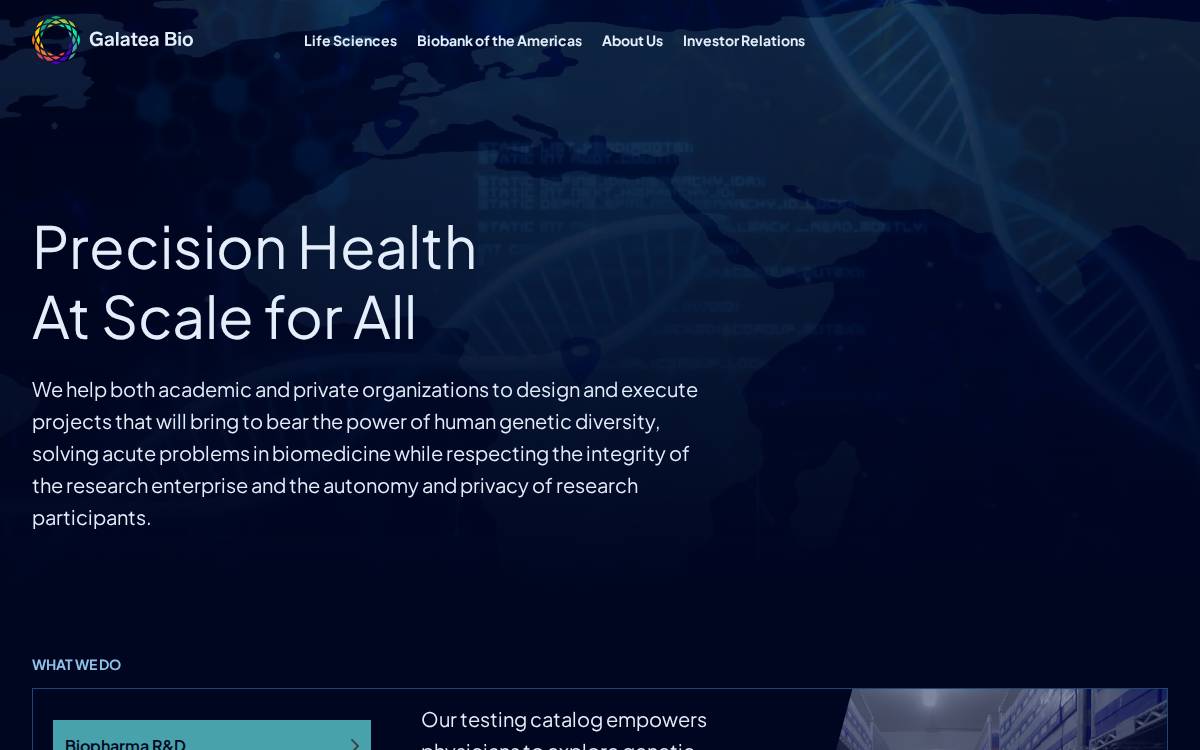 Galatea Bio website preview