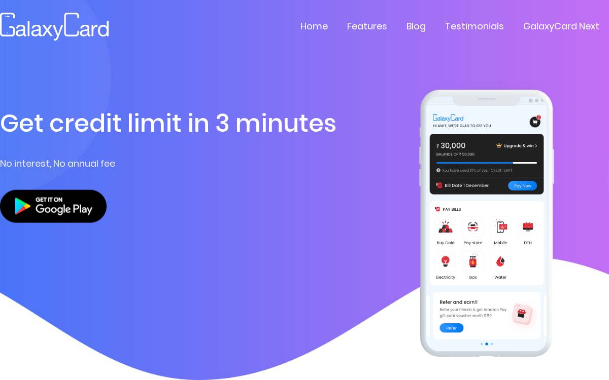 Galaxy Card website preview