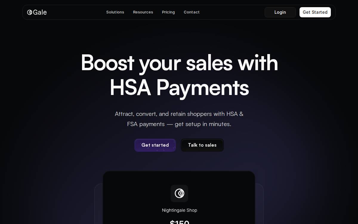 Gale Payments website preview