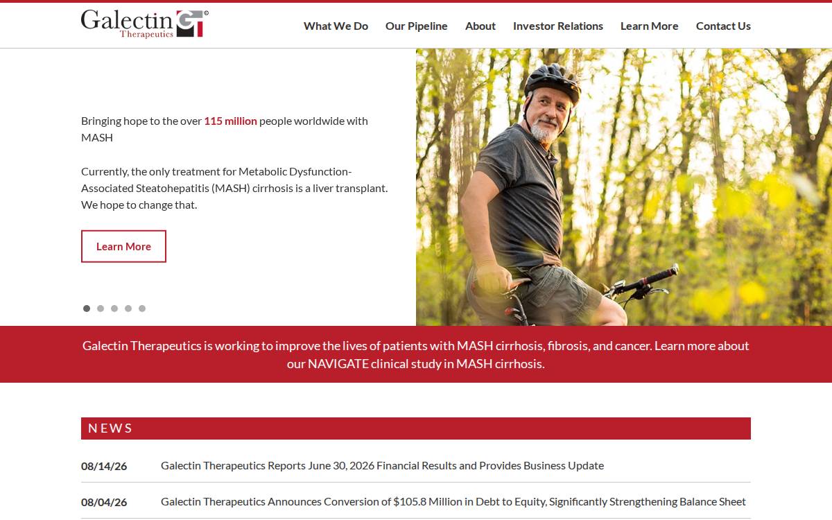Galectin Therapeutics website preview