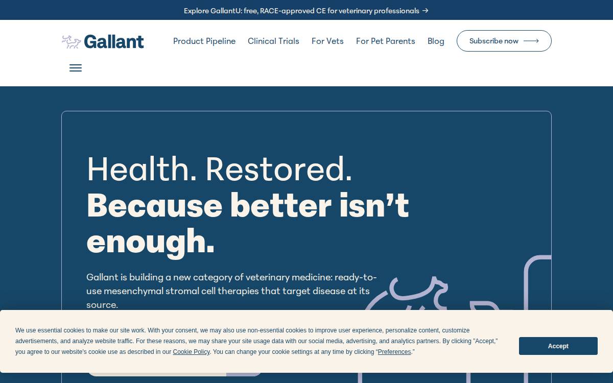 Gallant Therapeutics website preview