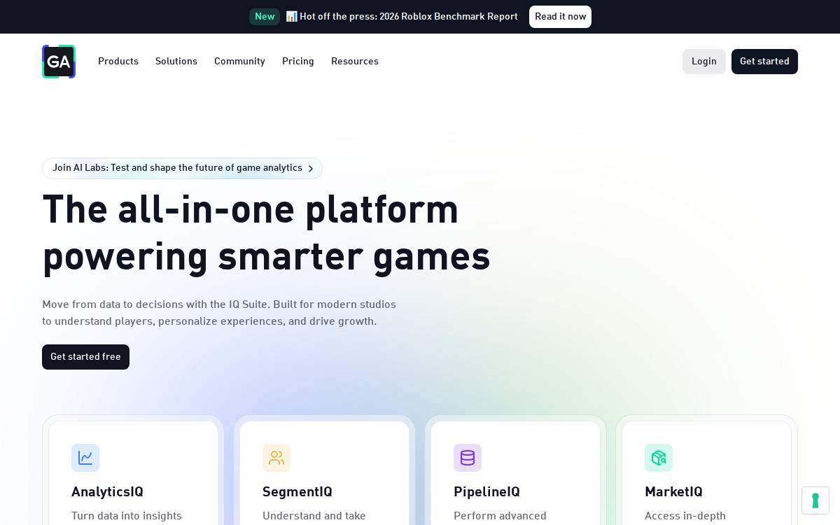 Gameanalytics website preview