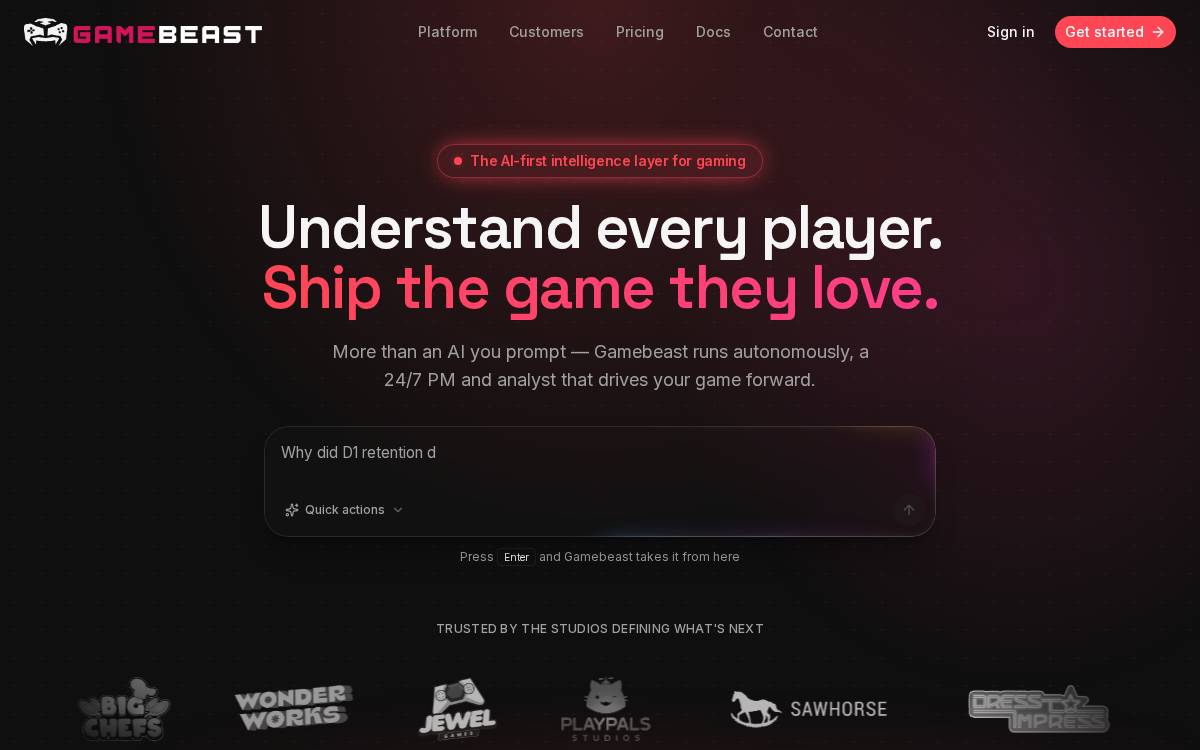 Gamebeast website preview