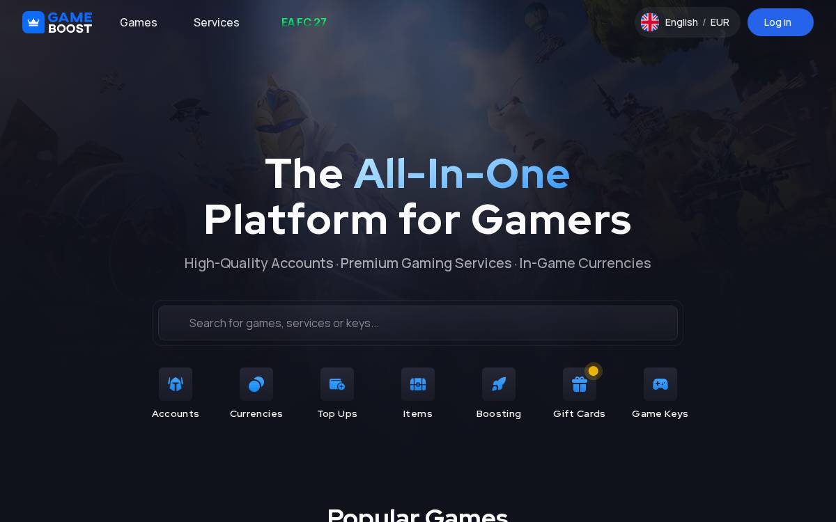 GameBoost website preview