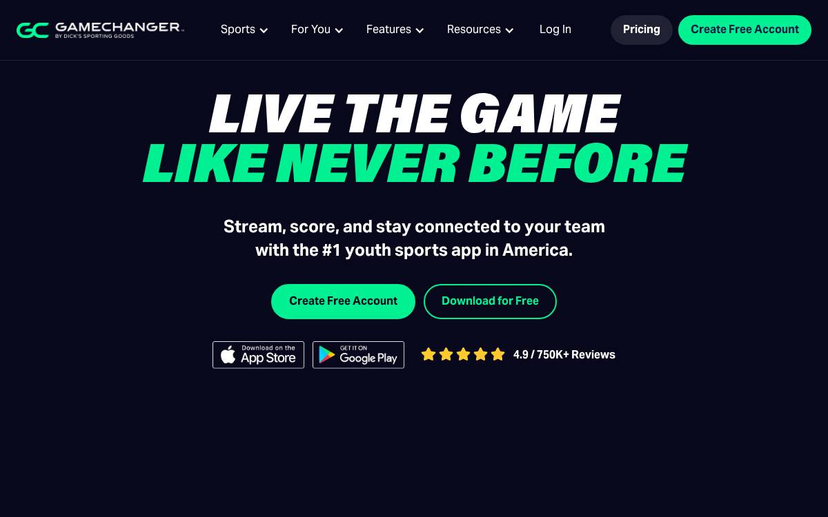 Gamechanger website preview